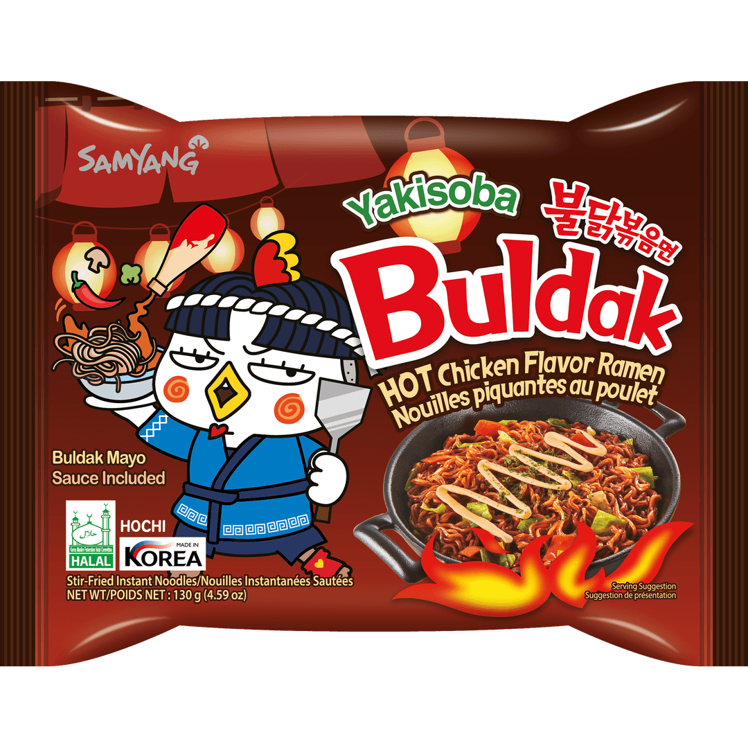 Buldak Artificial Spicy Chicken Ramen Yakisoba 4.40 oz (125g) (Single)