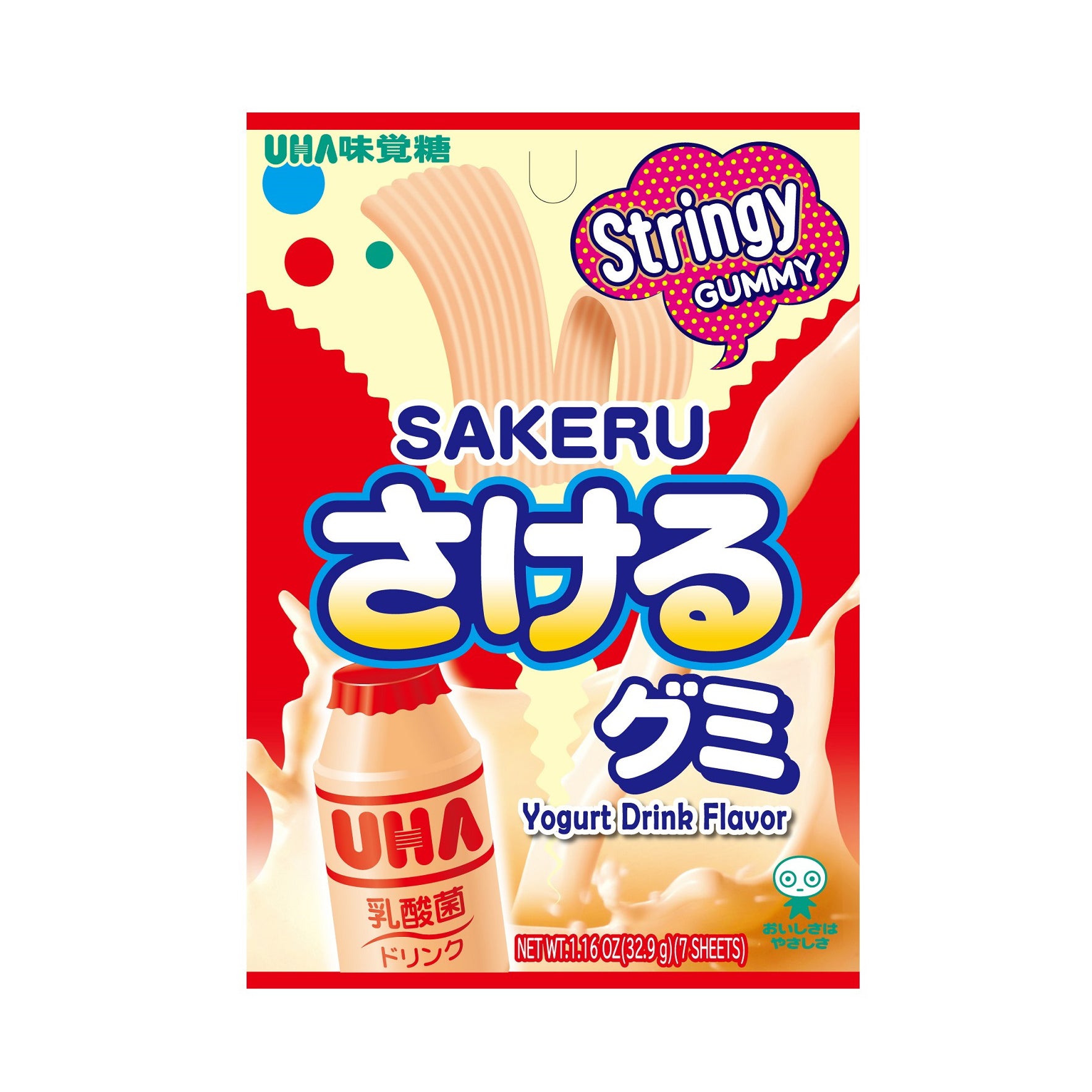 UHA Sakeru Stringy Gummy | Yogurt Drink Dlavor 16oz (32.9g) (7 Sheets)