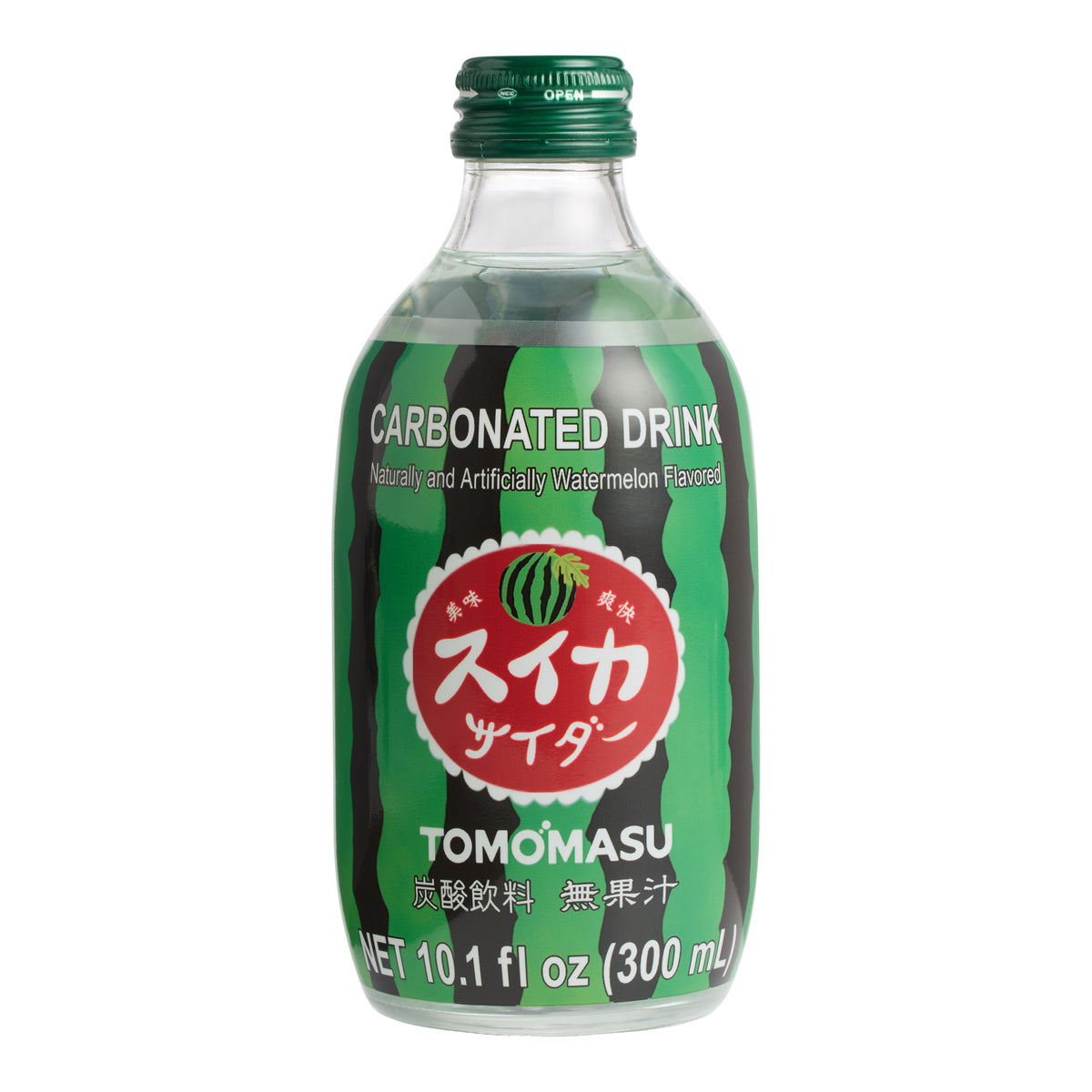 Tomomasu Japanese Carbonated Soda Suika (Watermelon), 10.1 fl oz (300mL)