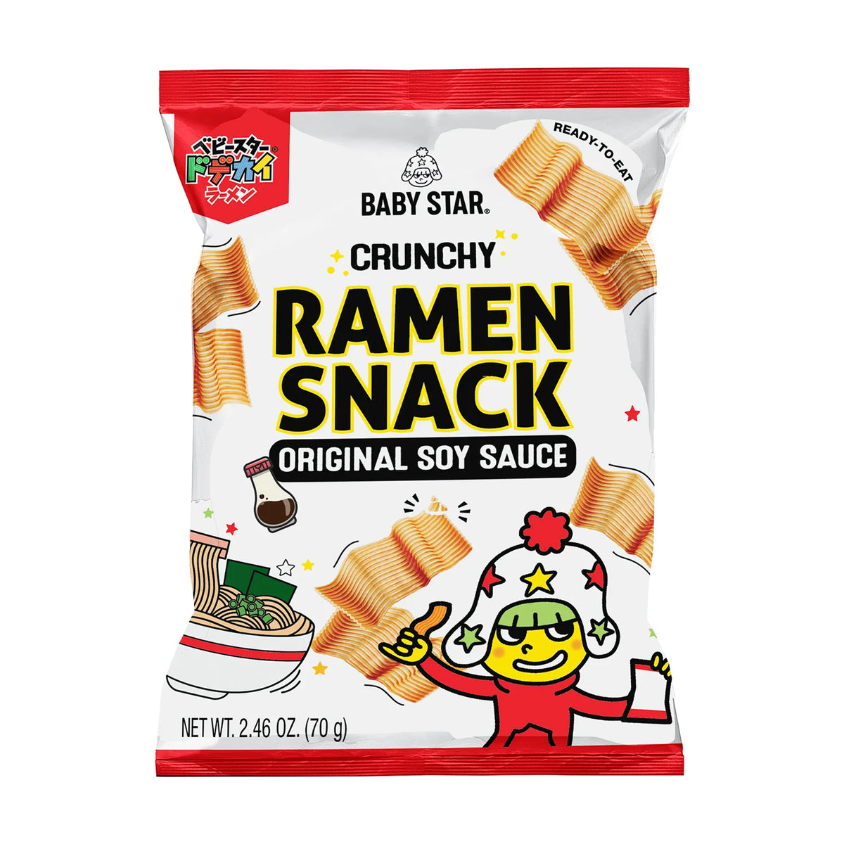 Baby Star Crunchy Ramen Snack Wide Original Soy Sauce 2.46 oz (70 g)